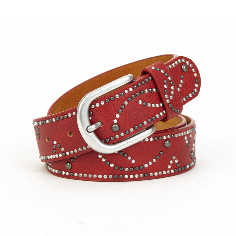 Distressed Dark Gold Cracked PU Leather Rivet Belt – Sienna Noosa
