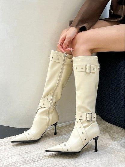 Women's pointed-toe studded high-heeled fashion boots – Sienna Noosa