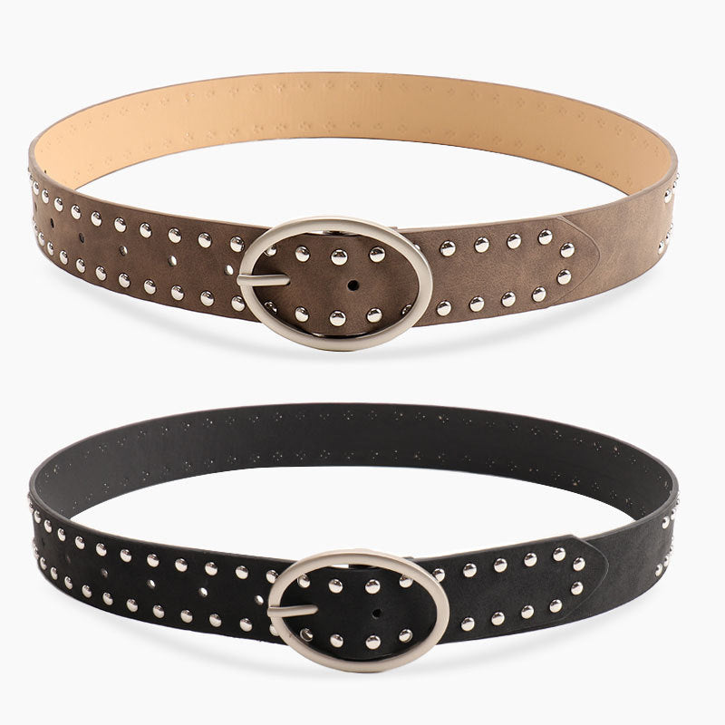 Oval Buckle Millennial Style Fashion Rivet Belt – Sienna Noosa