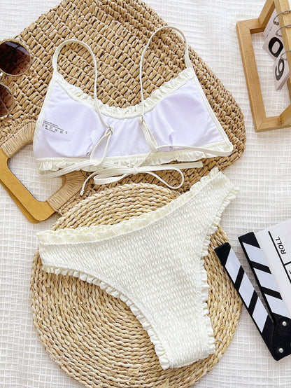 Women's Sexy Beige Pleated Bikini – Sienna Noosa