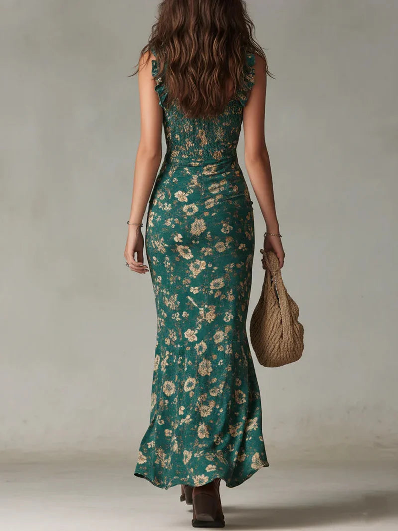 Victoria Dress Print Style Bohemian With Neckline In V Profundo And Split Lateral – Sienna Noosa