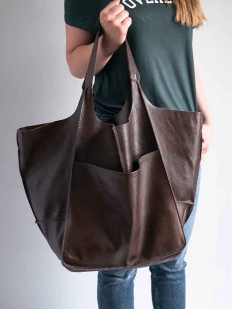 Simple large soft leather large capacity shoulder handbag – Sienna Noosa