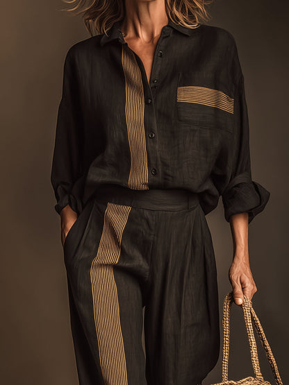 Retro Casual Color-Block Striped Two-Piece Set – Sienna Noosa