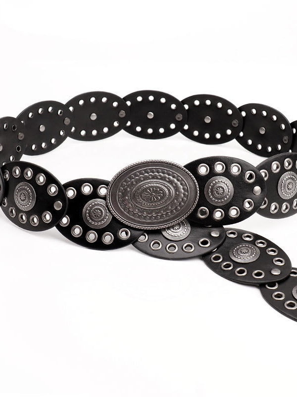 Oval Stitching Waist Belt with Large Round Pattern Alloy Buckle – Sienna Noosa