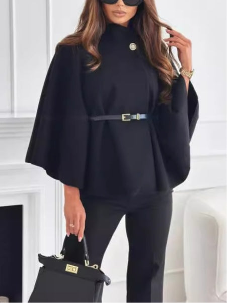 Womens Solid Colour Belted Wool Blend Cape Coat – Sienna Noosa