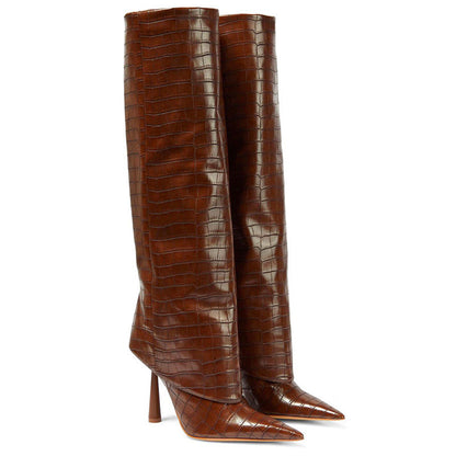Stone-patterned pointed-toe stiletto boots – Sienna Noosa