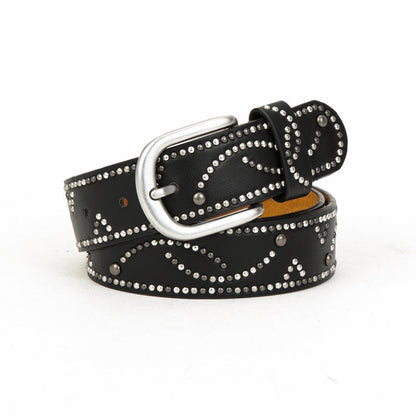 Distressed Dark Gold Cracked PU Leather Rivet Belt – Sienna Noosa
