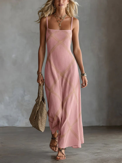 Melisa Maxi Dress Geometric With Neckline Cuadrado – Sienna Noosa