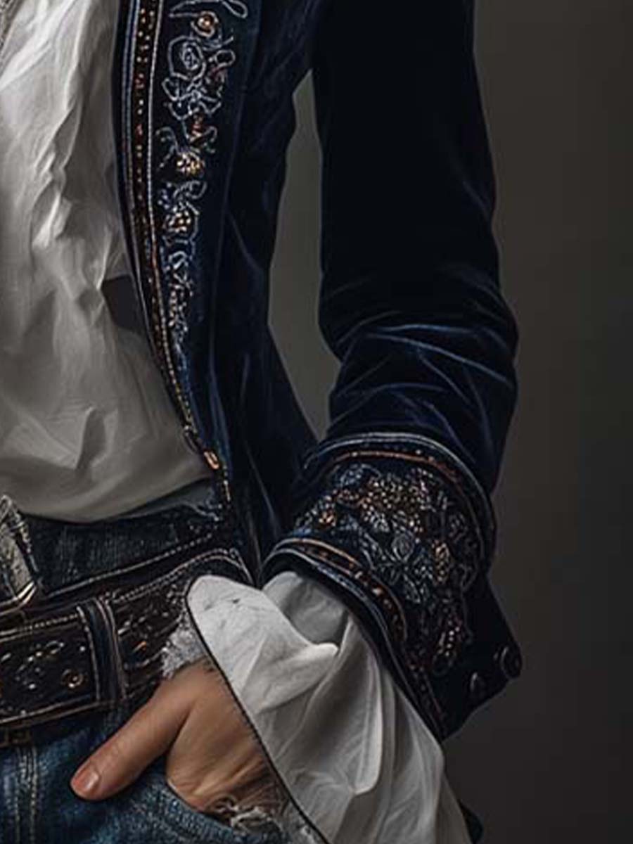 Soraya Womens Vintage Navy Embroidered Longline Jacket – Sienna Noosa
