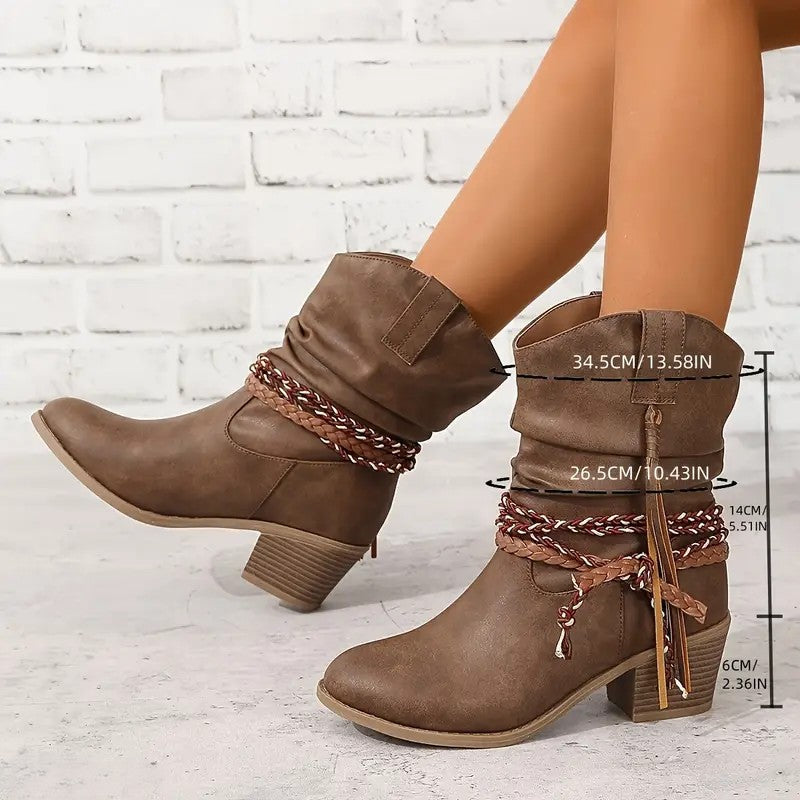 Vintage Western Cowboy Tassel Ankle Boots – Sienna Noosa