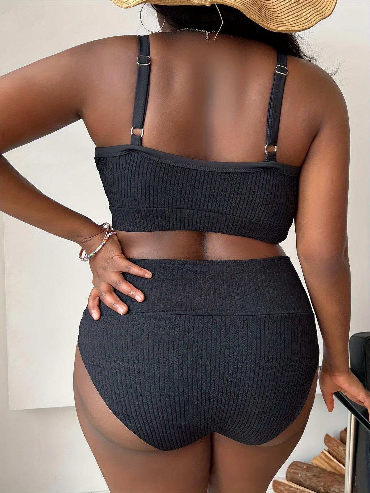 Sexy Plus-Size Solid-Color Spaghetti-Strap High-Waisted Bikini – Sienna Noosa