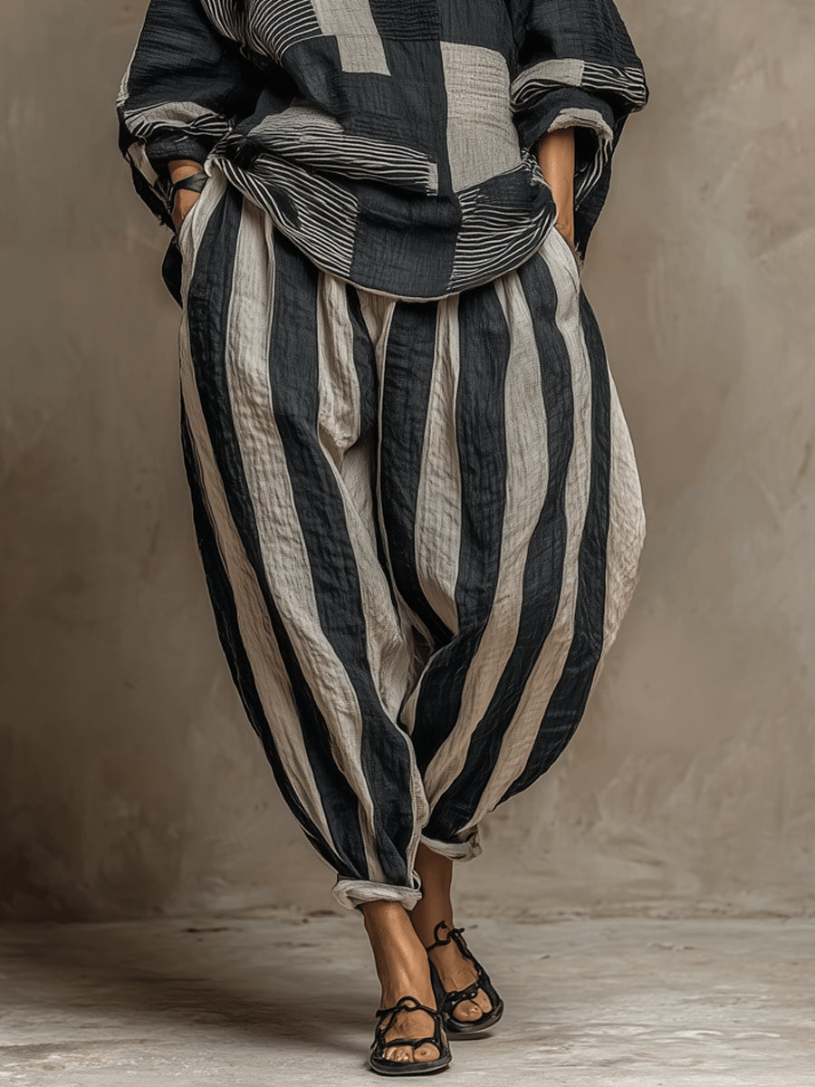 Casual Colour Block Printed Long Sleeve Top and Pants Set – Sienna Noosa