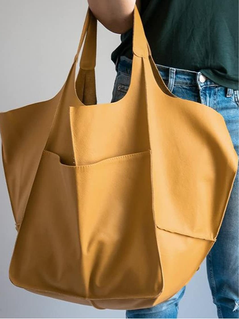Simple large soft leather large capacity shoulder handbag – Sienna Noosa