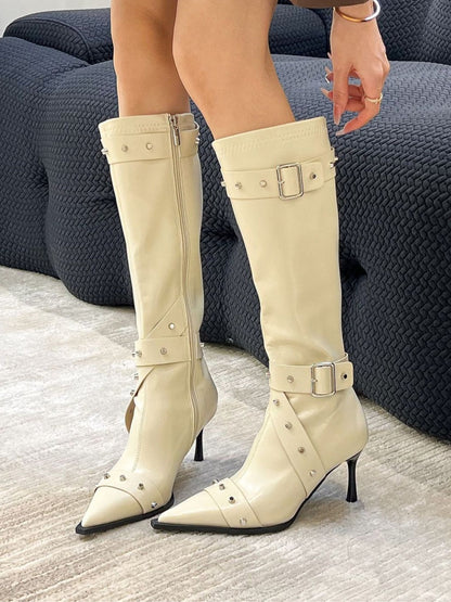 Women's pointed-toe studded high-heeled fashion boots – Sienna Noosa