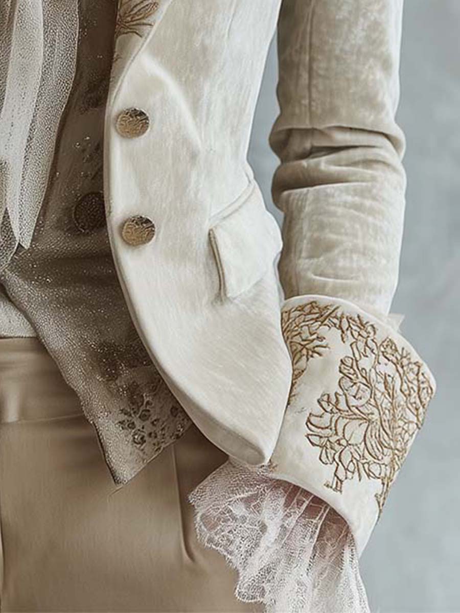 Womens Ivory Embroidered Tailored Blazer – Sienna Noosa