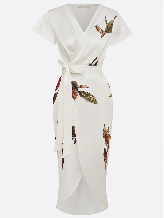 V Neck Urban Leaf H Line Midi Dress for Women – Sienna Noosa