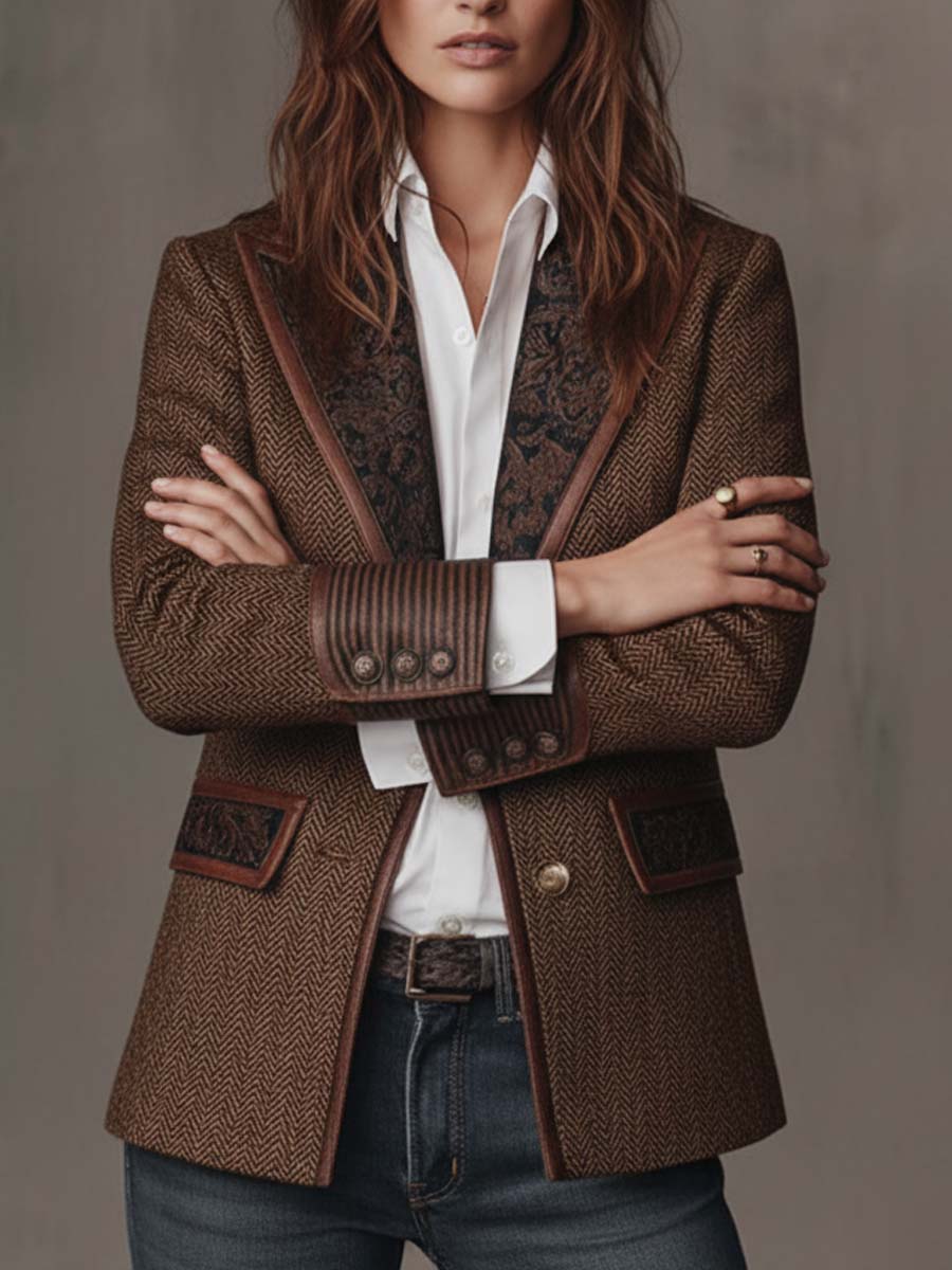 Mens Herringbone Printed Panel Blazer – Sienna Noosa