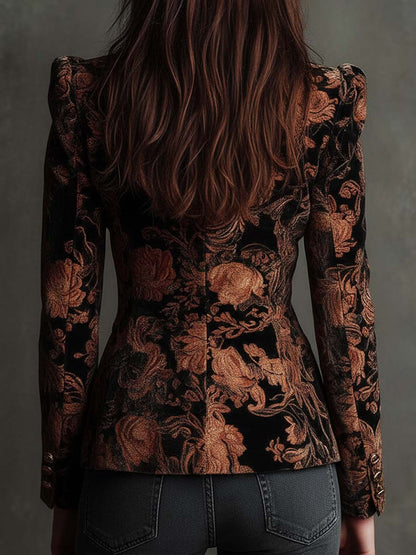 Womens Black and Bronze Floral Print Tailored Blazer – Sienna Noosa