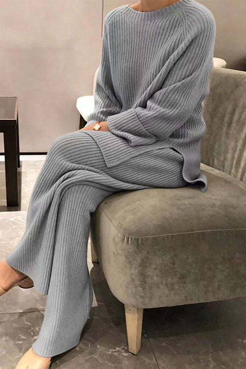Long-sleeved solid color knitted casual sweater two-piece – Sienna Noosa