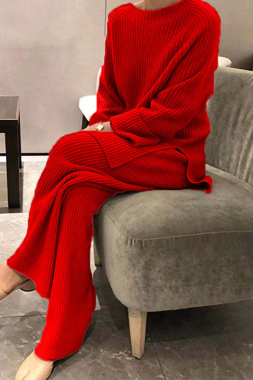 Long-sleeved solid color knitted casual sweater two-piece – Sienna Noosa