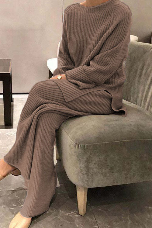 Long-sleeved solid color knitted casual sweater two-piece – Sienna Noosa