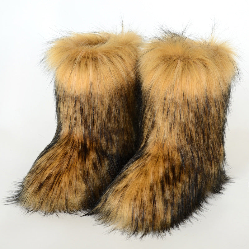 Faux raccoon fur mid-calf boots – Sienna Noosa