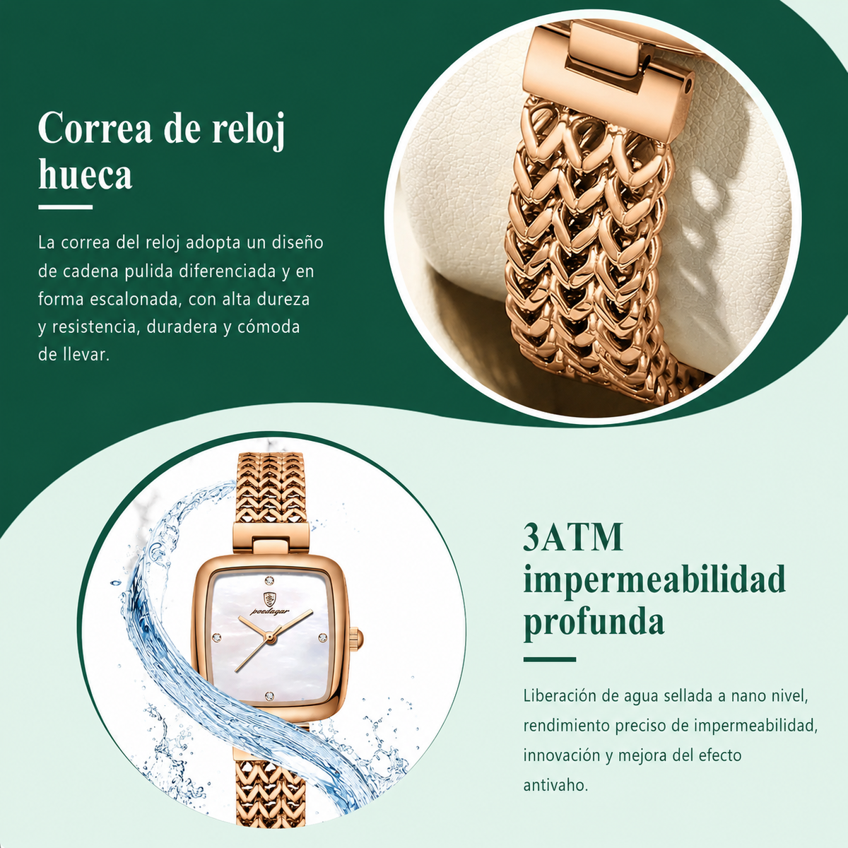Alessia Reloj Cuadrado de Acero Inoxidable – Sienna Noosa