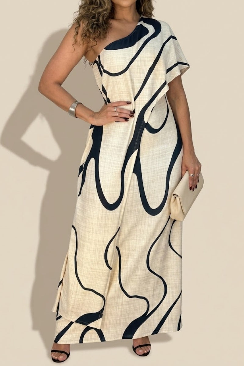 Abstract Pattern Off Shoulder Maxi Dress – Sienna Noosa