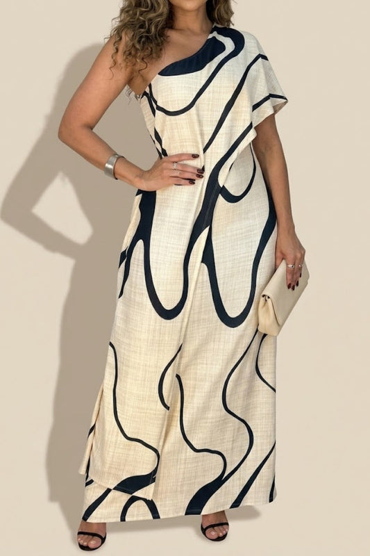 Abstract Pattern Off Shoulder Maxi Dress – Sienna Noosa