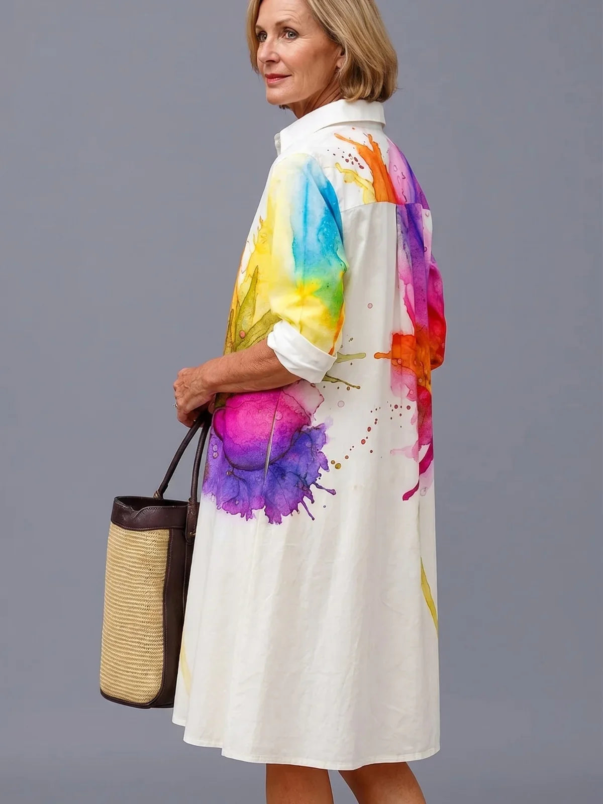 Midi Dress Shirt Gradiente White And Black – Sienna Noosa