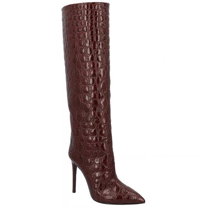 Snake-print high-heeled pointed-toe straight-leg boots – Sienna Noosa
