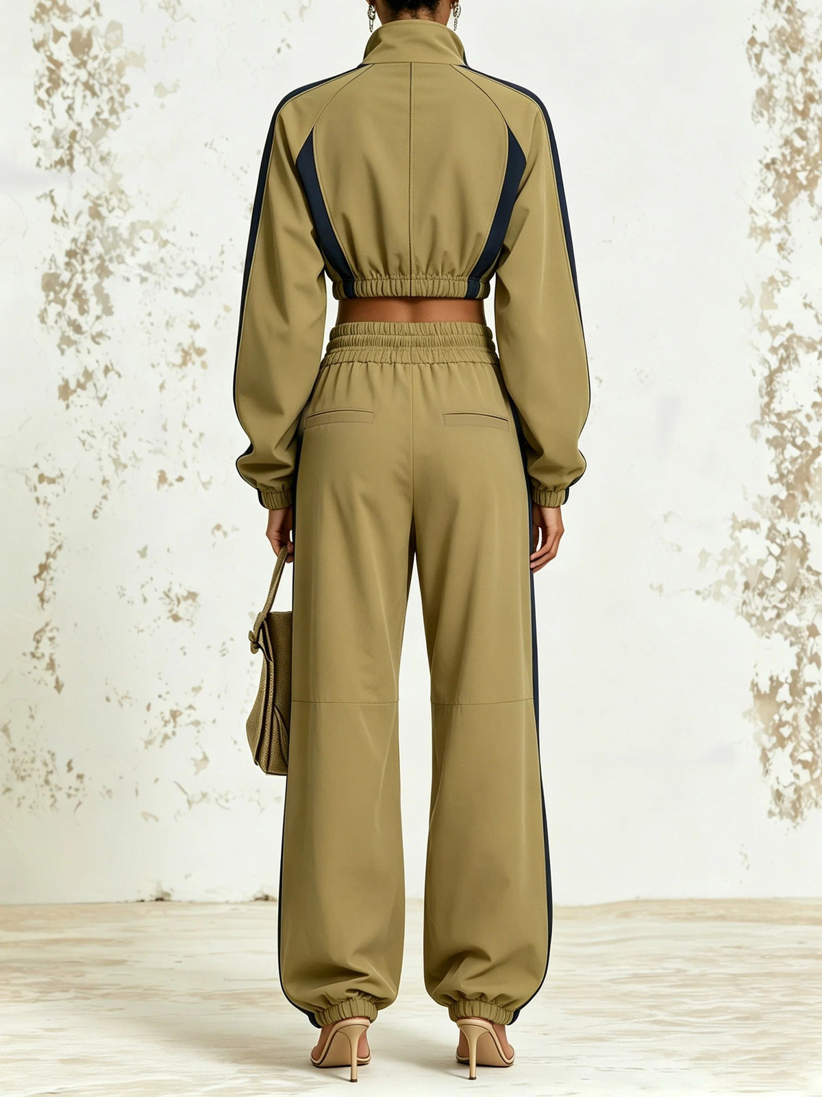 Olive Zip Up Cropped Jacket High Waist Jogger Two Piece – Sienna Noosa