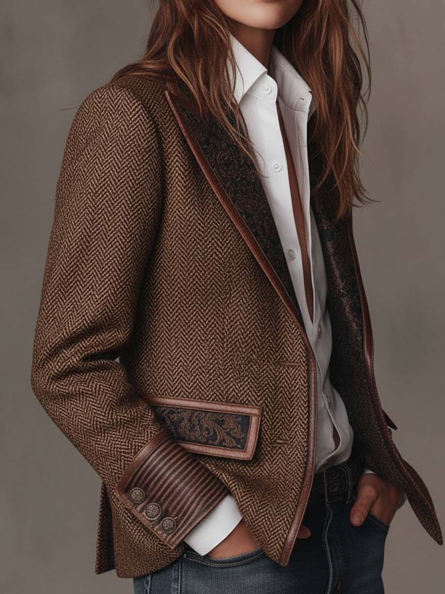 Mens Herringbone Printed Panel Blazer – Sienna Noosa