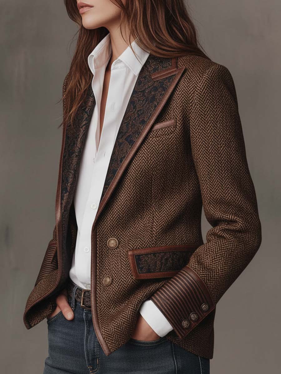 Mens Herringbone Printed Panel Blazer – Sienna Noosa