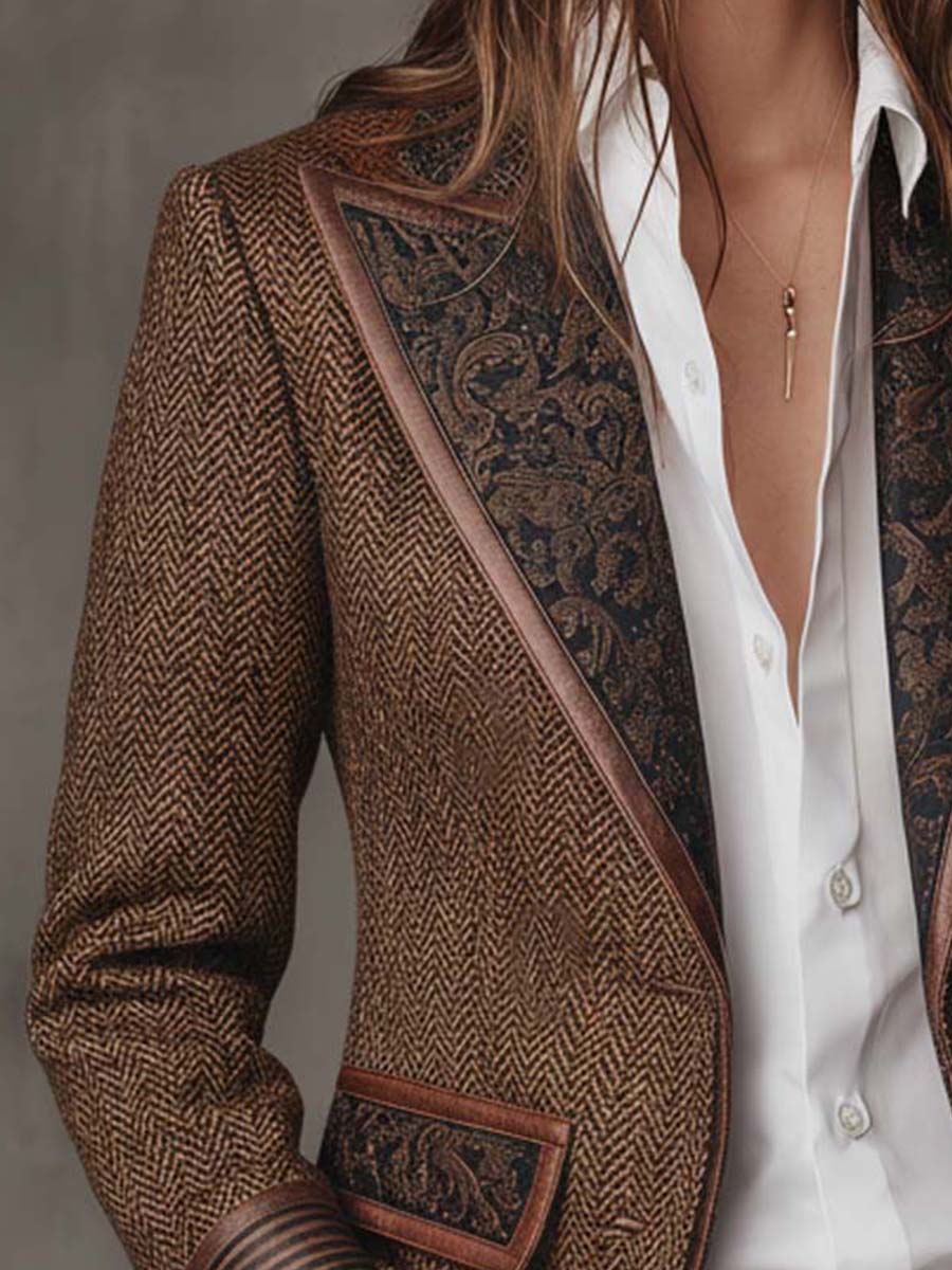 Mens Herringbone Printed Panel Blazer – Sienna Noosa
