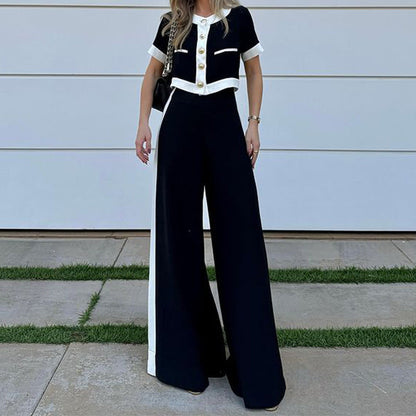 Stylish Casual Short Top & Straight-Leg Pants Two-Piece Set – Sienna Noosa