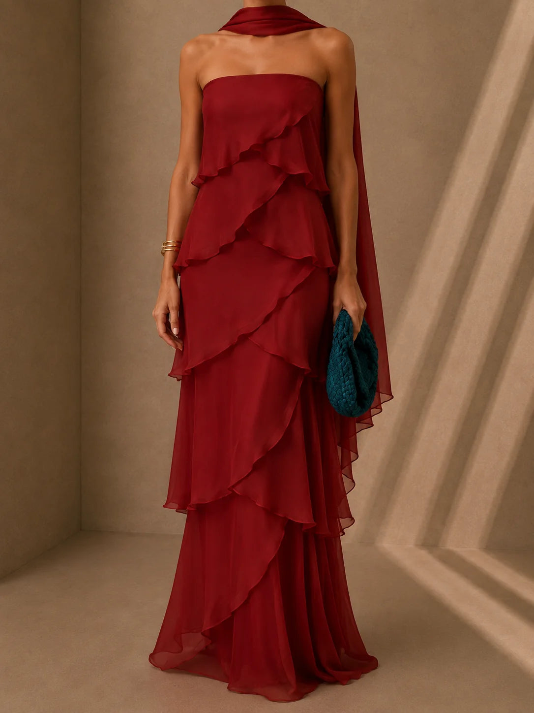 Amira Zahara Maxi Dress Satin Ombre With Aberturas