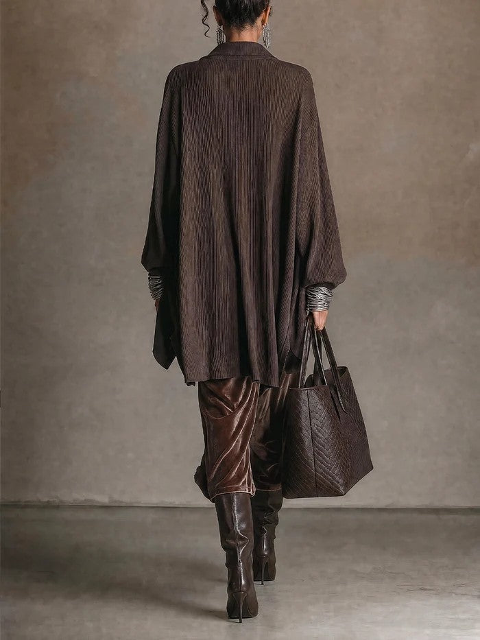 Ona Dark Brown Textured Collar Long Blouse Velvet Midi Skirt Set – Sienna Noosa