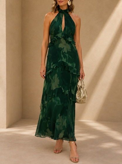 Cleofe Adriana Maxi Dress Asymmetric With Print Striped