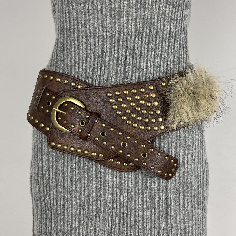 Womens Fur Belt Retro Versatile Faux Leather Belt – Sienna Noosa