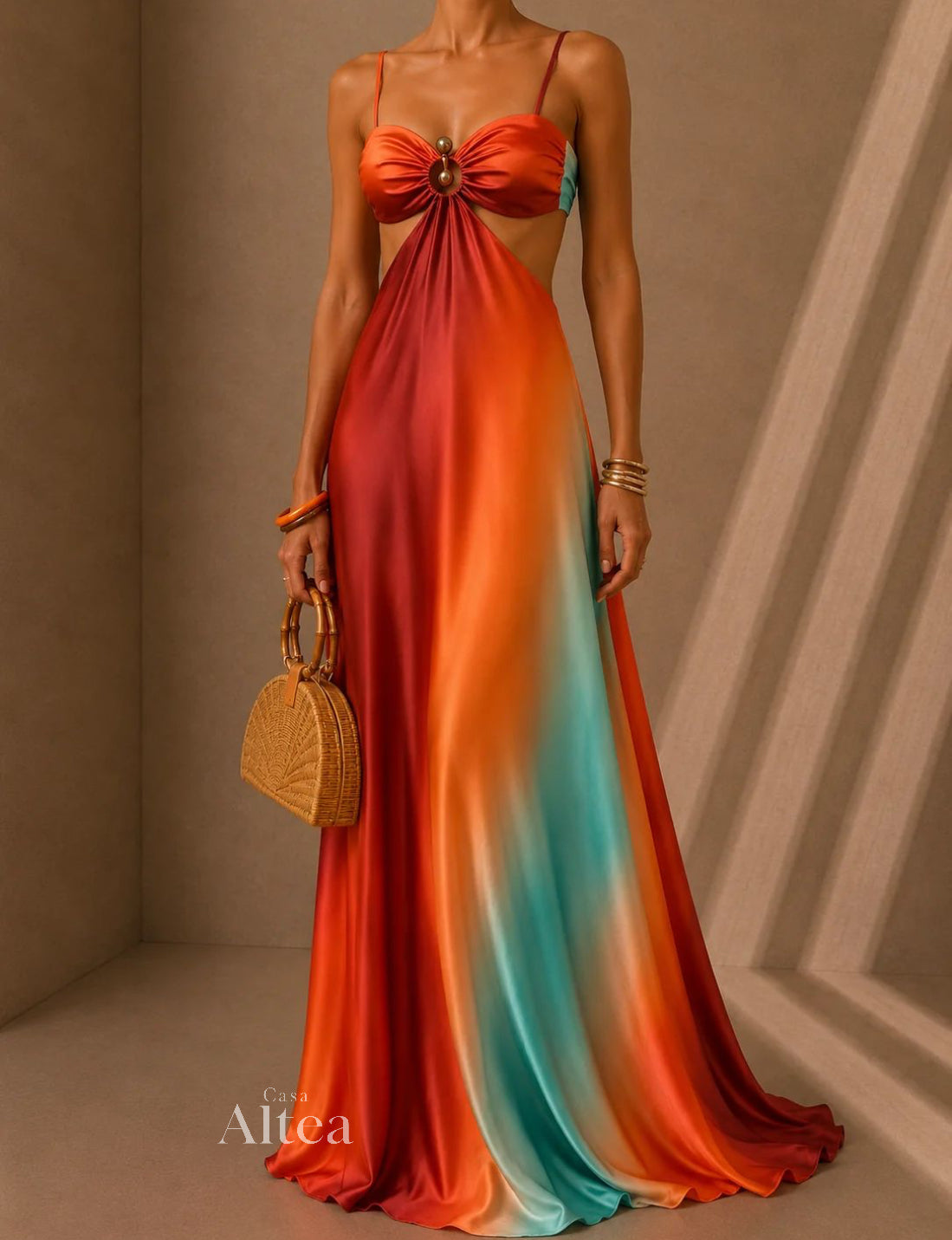 Zahara Samira Maxi Dress Halter With Print Geometric – Sienna Noosa