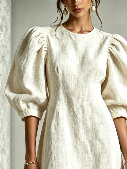 White 3d Floral Puff Sleeve Cotton Linen Mini Dress – Sienna Noosa