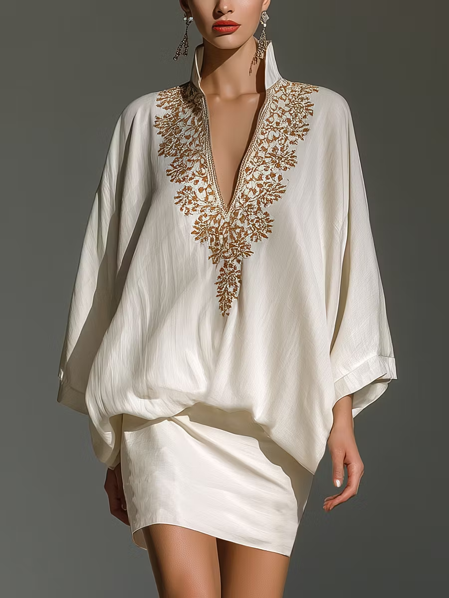 White V Neck Loose Elegant Mini Dress – Sienna Noosa