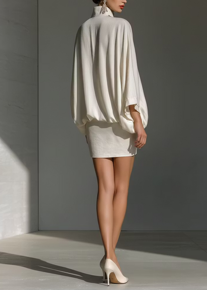 White V Neck Loose Elegant Mini Dress – Sienna Noosa