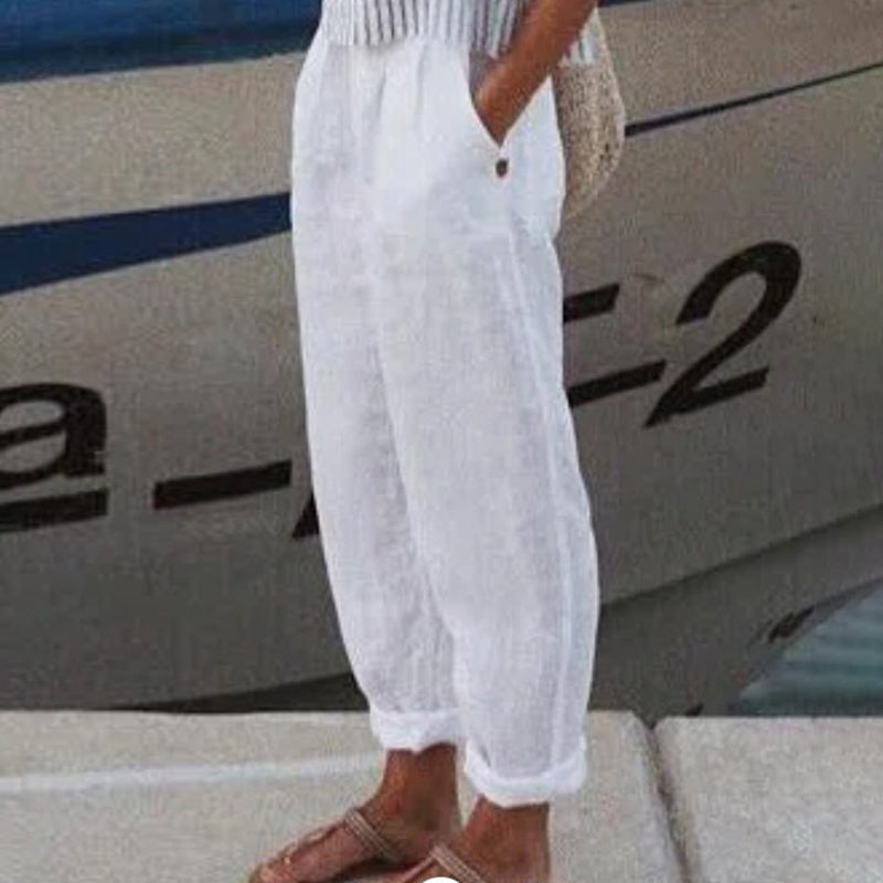 Cotton Linen Solid Color Casual Pants – Sienna Noosa