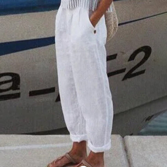 Cotton Linen Solid Color Casual Pants – Sienna Noosa