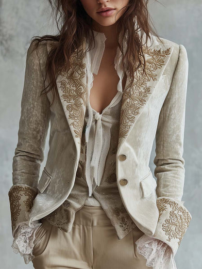 Womens Ivory Embroidered Tailored Blazer – Sienna Noosa