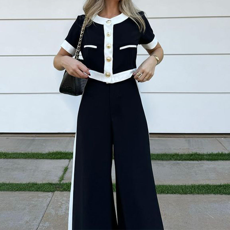 Stylish Casual Short Top & Straight-Leg Pants Two-Piece Set – Sienna Noosa