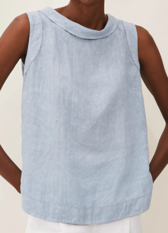 Linen Short Sleeved Blouse with A-line Round Necke38 – Sienna Noosa