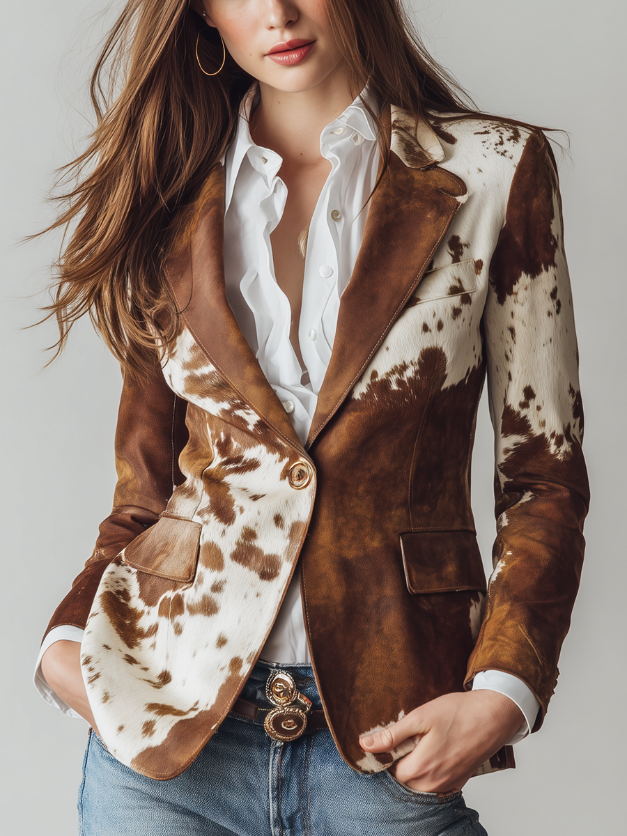 Womens Vintage Cow Print Eco Friendly Blazer – Sienna Noosa